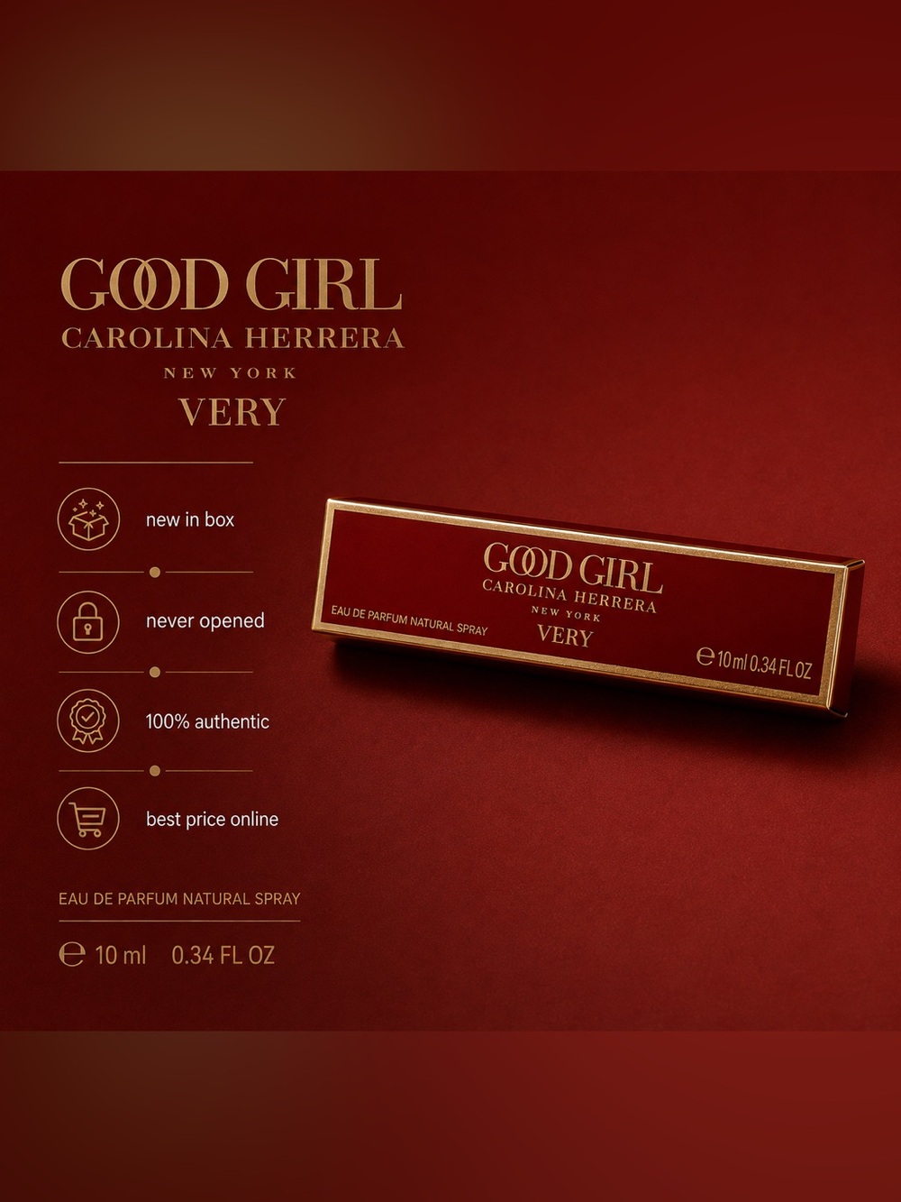 Carolina Herrera Good Girl Very Box — Red with Gold Trim